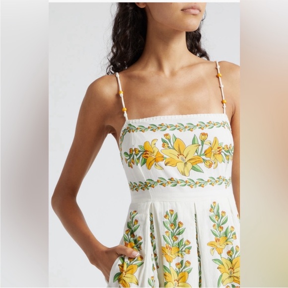 NWT Farm Rio Womens Tropical Lightness Maxi Dress Off White Yellow floral - Picture 2 of 12
